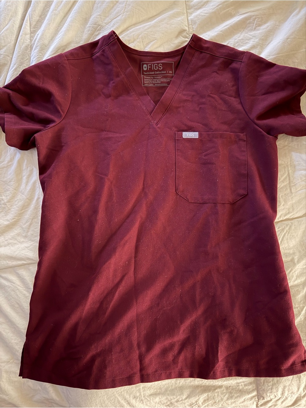 FIGS Women's V-Neck Scrub Top - Burgundy
